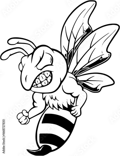 Angry bee with clenched fist, ready to sting