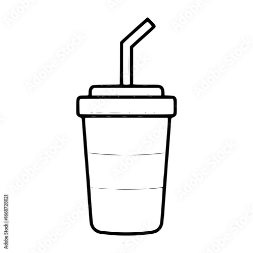 Disposable cup with straw isolated on white