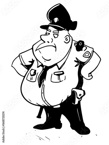 Fat policeman standing