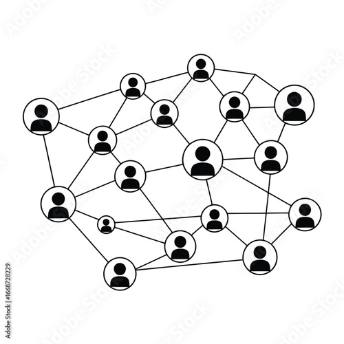 Modern black and white network diagram banner advertisement featuring interconnected nodes and lines