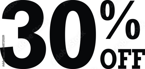 Bold 30 percent off sale announcement graphic for retail promotions and discounts vector