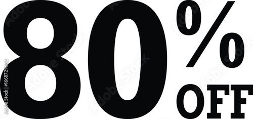 Eighty percent off sale promotional graphic for retail discounts and shopping offers vector