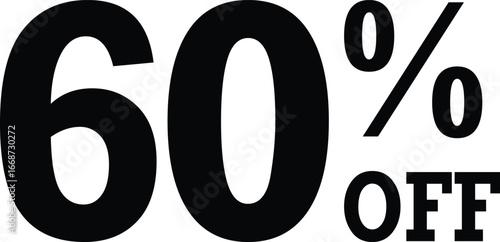 Bold black 60 percent off sale promotion discount graphic design element vector