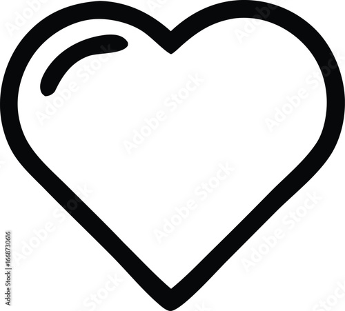 Simple outline heart icon with glossy highlight ideal for love romance and emotion related designs