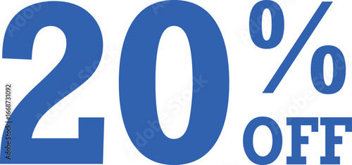 Bold blue 20 percent off sale announcement graphic with clear text vector