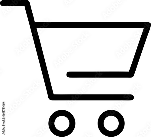 Minimal outline icon of a shopping cart for e commerce and retail