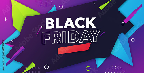 Black Friday discount sale promotional banner in vibrant colors  