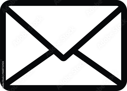 Simple black outline icon representing an email envelope with folded flaps vector