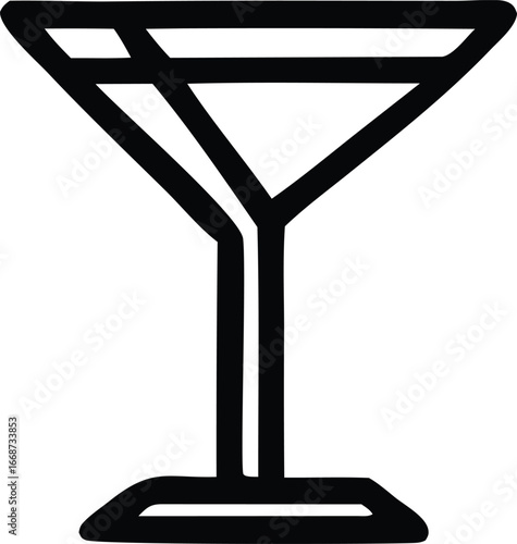 Stylish martini glass icon for drinks bar entertainment and sophisticated occasions symbolizing celebration and fine beverages