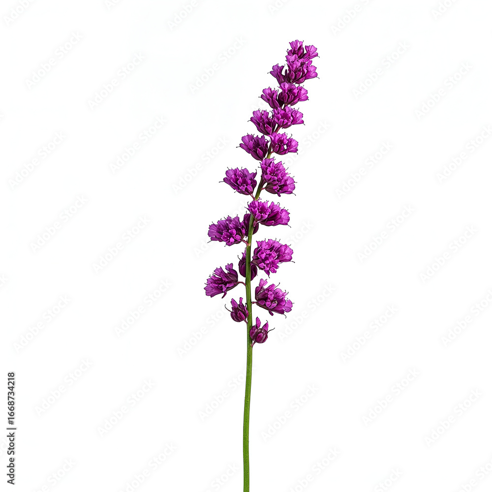 Obraz premium Purple heather sprig with clustered blossoms isolated on white background photorealistic 