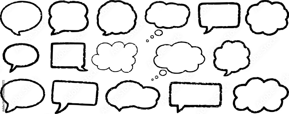 Fototapeta premium Collection of Hand-Drawn Speech and Thought Bubbles