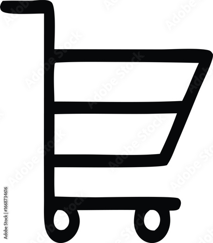 Simple hand drawn shopping cart icon for e-commerce and retail concepts clean digital graphic representation of online shopping and store navigation