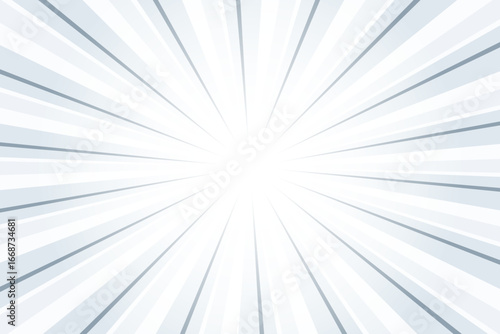 Cadet gray background with white sun ray. Pattern of starburst. Abstract texture with light of sunburst. Radial beam of sunlight. Retro background with flash. Design of sunbeams. Vector.