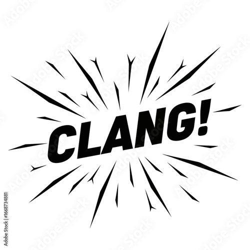 Black and White Clang Comic Explosion