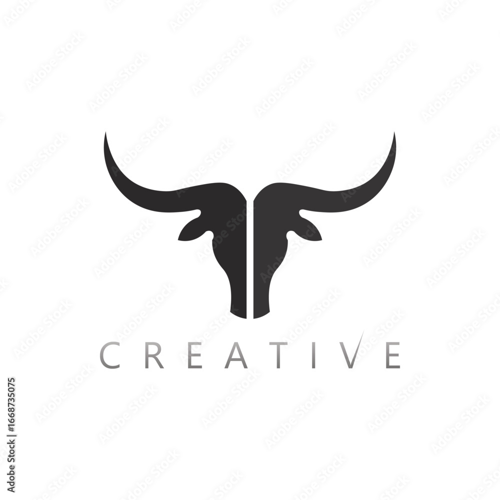 Fototapeta premium Minimalist bull head vector logo design symbol for sport brand and gym identity