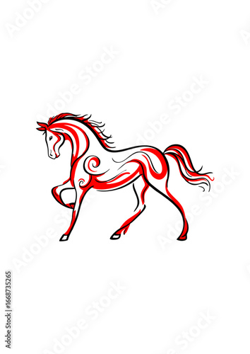 red horse on white. 2025