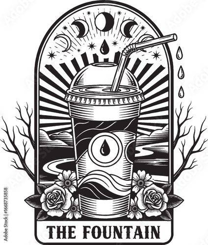Tarot Card The Fountain Vintage Drink Cup Illustration