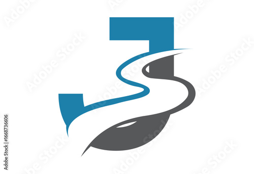 Initial Letter J with backspace S or pathway Logo design vector template