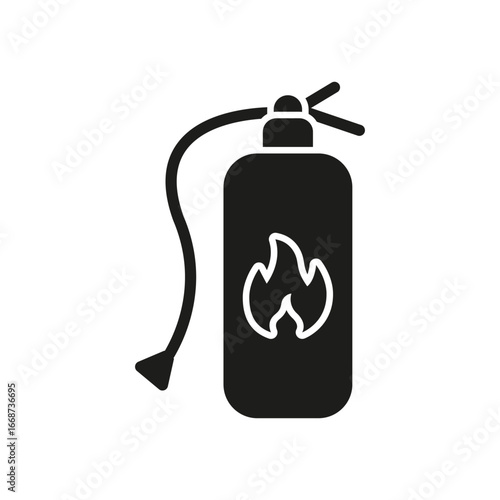 Fire Extinguisher Solid Icon. Fire Safety, Prevention, And Emergency Equipment Silhouette Symbol. Protection, Safety Measures. Isolated Vector Illustration