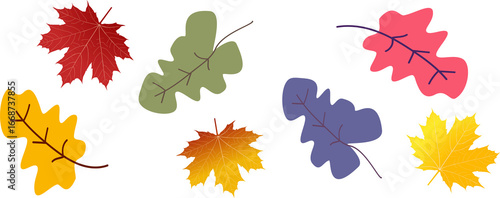 Set of autumn leaves in the wind on transparency background  illustration png