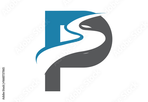 Initial Letter P with backspace S or pathway Logo design vector template