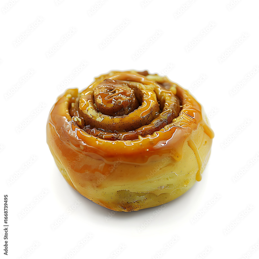 Fototapeta premium Golden Caramel Swirl Pastry with Glaze