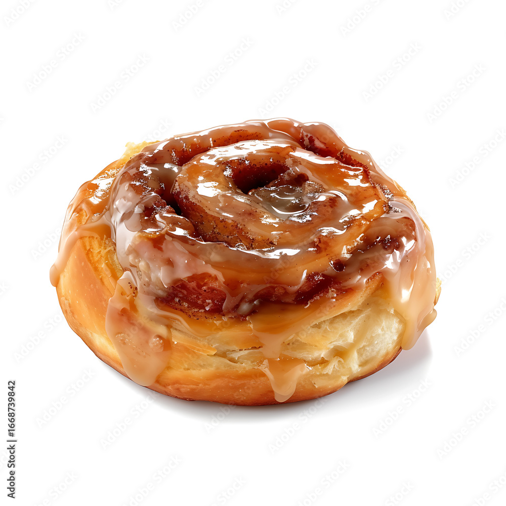 Fototapeta premium Golden Cinnamon Roll with Glaze