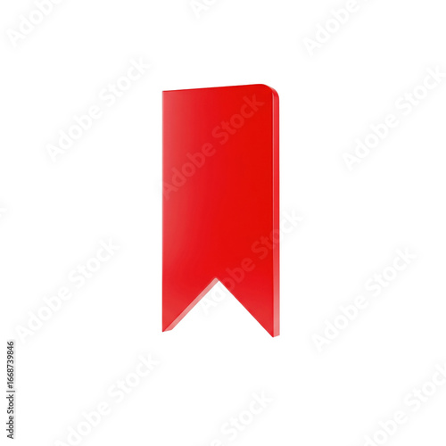 Free Download A vividly red bookmark with a triangular cut at the bottom against transparent background - GFXLoad