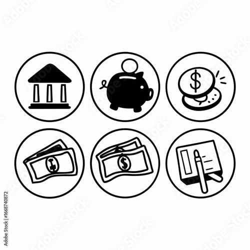 Finance and banking icons for saving and investment