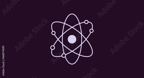 Simplified illustration of an atom with orbiting electrons and nucleus.