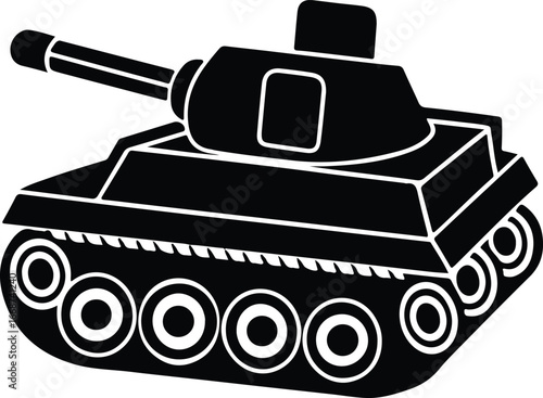 Isometric armored tank silhouette war vector illustration for modern military defense