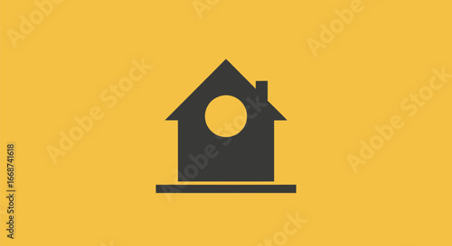 Minimalist birdhouse icon representing avian shelter and nature concepts.