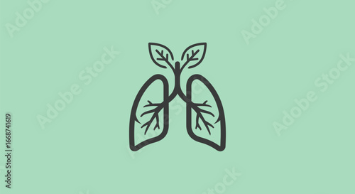 Lungs with leaves representing healthy breathing and environment.