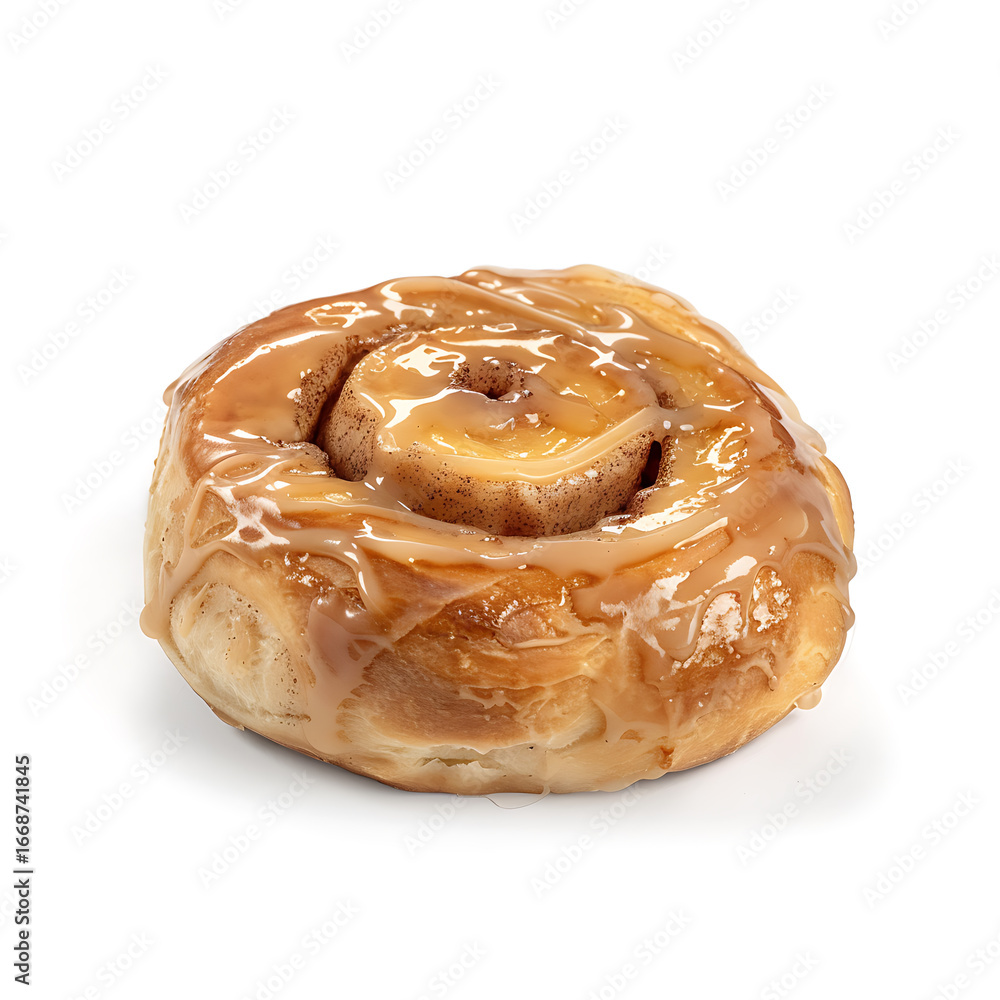 Fototapeta premium Golden Cinnamon Roll with Glaze