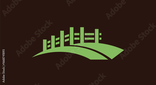 Green Fence on Hill: A Simple Landscape Illustration.