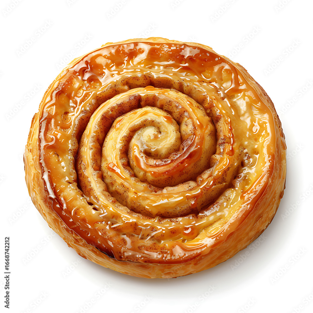 Fototapeta premium Golden Spiral Pastry with Glaze