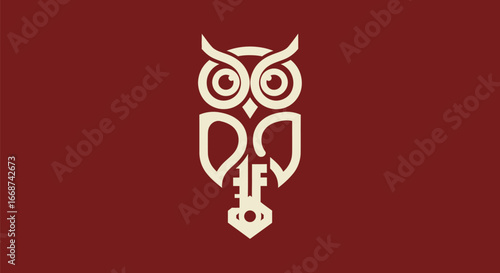 Elegant stylized owl and key logo representing wisdom and security.