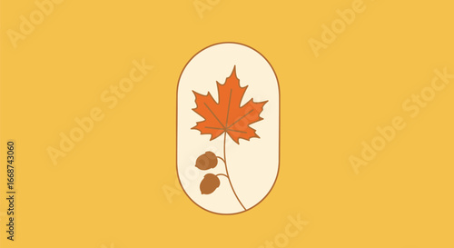 Stylized Maple Leaf Illustration with Seed Pods.