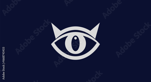 Creative eye logo with cat ears perfect for branding and design.