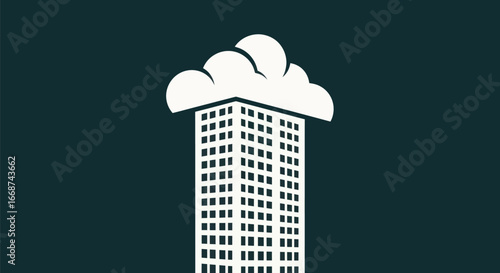 Skyscraper Topped with Cloud: Surreal Architectural Concept.