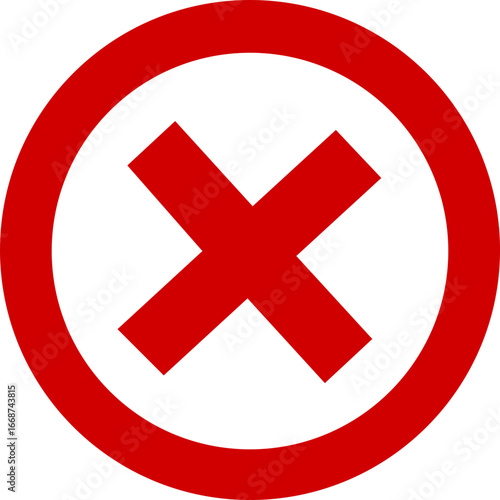 Cross mark icon button. wrong buttons and no checkmark icons , refusal icon. Vector illustration