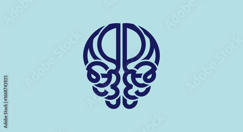 Stylized Blue Brain Logo Symbolizing Intelligence and Cognition.