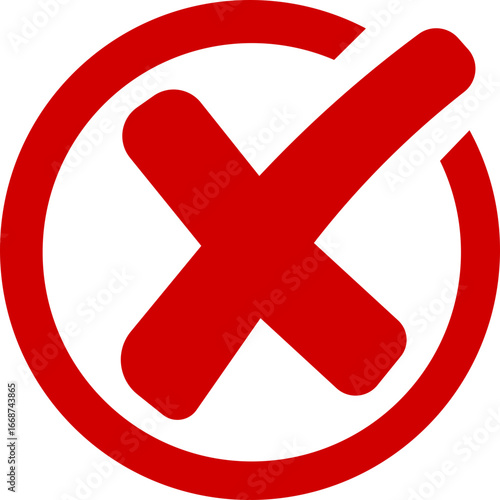 Cross mark icon button. wrong buttons and no checkmark icons , refusal icon. Vector illustration