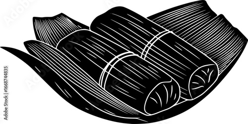 Tamales wrapped in corn husks outline icon vector
