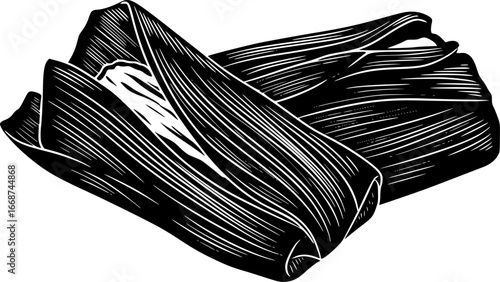 Tamales wrapped in corn husks outline icon vector
