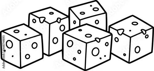 Paneer cubes outline icon vector
