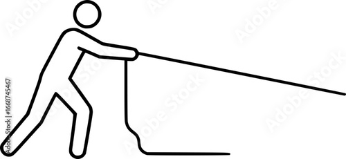 Person pulling rope outline icon vector