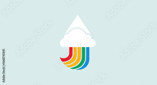 Rainbow Cloud Design Positive Symbol Colorful Graphic.
