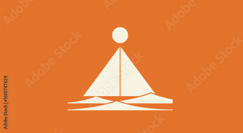 Stylized Minimalist Sailboat Illustration.