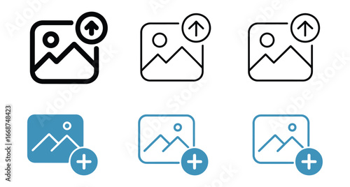 Simple image upload icons for modern websites and apps, perfect for encouraging user engagement and easy sharing of creative projects, add a professional touch to your digital platform